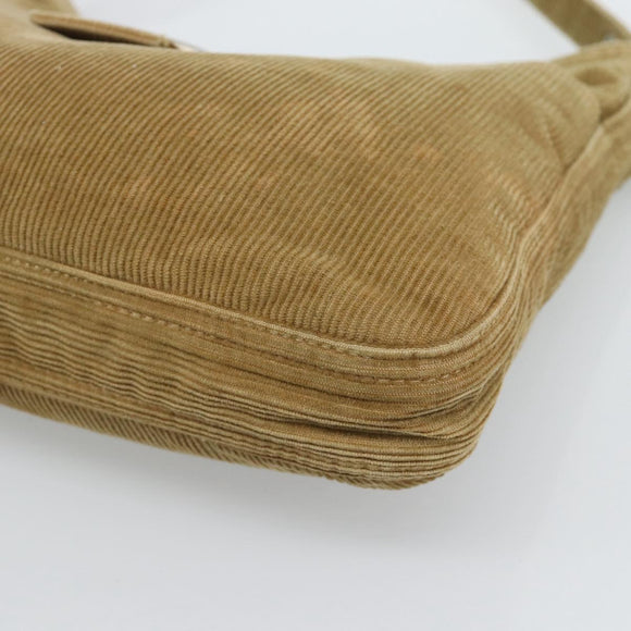 FENDI Mamma Baguette Schultertasche Kord Braun Silber Auth 184550V