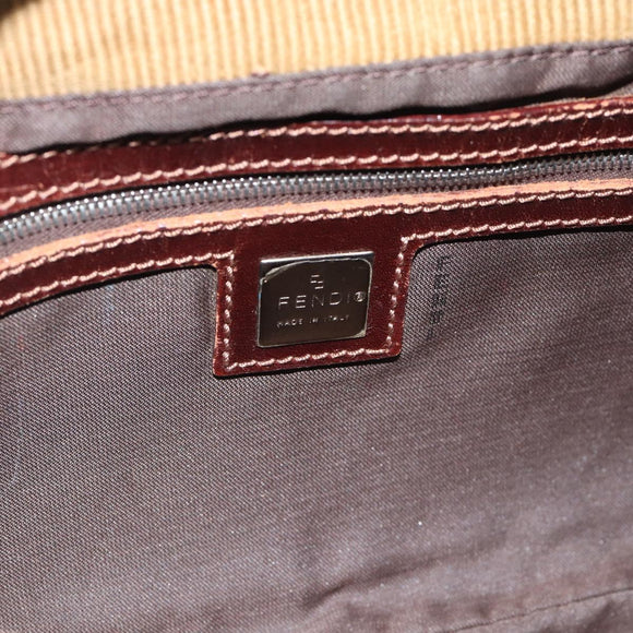 FENDI Mamma Baguette Schultertasche Kord Braun Silber Auth 184550V