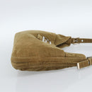 FENDI Mamma Baguette Schultertasche Kord Braun Silber Auth 184550V-5