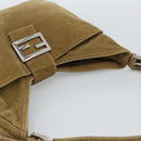 FENDI Mamma Baguette Schultertasche Kord Braun Silber Auth 184550V-6