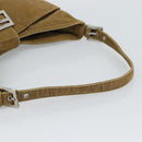 FENDI Mamma Baguette Schultertasche Kord Braun Silber Auth 184550V-7