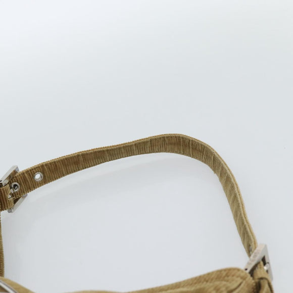 FENDI Mamma Baguette Schultertasche Kord Braun Silber Auth 184550V