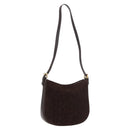 CELINE C Macadam Canvas Shoulder Bag Suede Brown Gold Auth 184551A-1