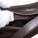 CELINE C Macadam Canvas Shoulder Bag Suede Brown Gold Auth 184551A-16