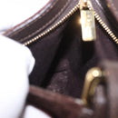 CELINE C Macadam Canvas Shoulder Bag Suede Brown Gold Auth 184551A-18