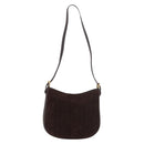 CELINE C Macadam Canvas Shoulder Bag Suede Brown Gold Auth 184551A-2