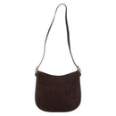 CELINE C Macadam Canvas Shoulder Bag Suede Brown Gold Auth 184551A-3