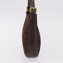 CELINE C Macadam Canvas Shoulder Bag Suede Brown Gold Auth 184551A-4