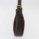 CELINE C Macadam Canvas Shoulder Bag Suede Brown Gold Auth 184551A-5