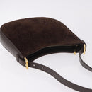 CELINE C Macadam Canvas Shoulder Bag Suede Brown Gold Auth 184551A-6