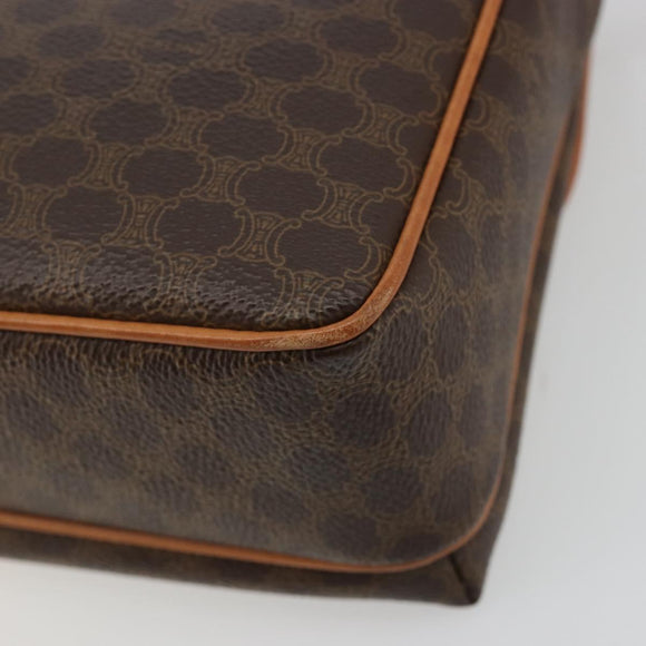 CELINE Macadam Canvas Shoulder Bag PVC Leather Brown Gold Auth 184552A