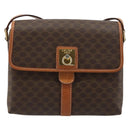 CELINE Macadam Canvas Shoulder Bag PVC Leather Brown Gold Auth 184552A-13