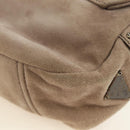 PRADA Chain Shoulder Bag Suede Beige Silver Auth 184553SAV-14