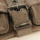 PRADA Chain Shoulder Bag Suede Beige Silver Auth 184553SAV-16