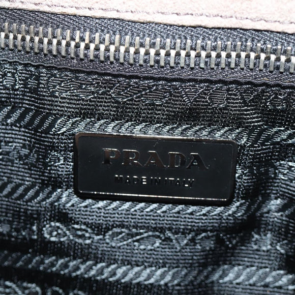 PRADA Chain Shoulder Bag Suede Beige Silver Auth 184553SAV