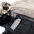 PRADA Chain Shoulder Bag Suede Beige Silver Auth 184553SAV-25