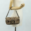 PRADA Chain Shoulder Bag Suede Beige Silver Auth 184553SAV-30