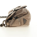 PRADA Chain Shoulder Bag Suede Beige Silver Auth 184553SAV-4