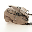 PRADA Chain Shoulder Bag Suede Beige Silver Auth 184553SAV-5