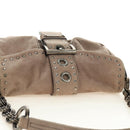 PRADA Chain Shoulder Bag Suede Beige Silver Auth 184553SAV-6