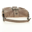 PRADA Chain Shoulder Bag Suede Beige Silver Auth 184553SAV-7