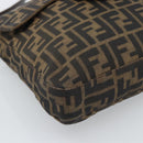 FENDI Zucca Canvas Mamma Baguette Shoulder Bag Black Brown Auth 184554A-14