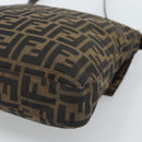 FENDI Zucca Canvas Mamma Baguette Shoulder Bag Black Brown Auth 184554A-15