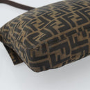 FENDI Zucca Canvas Mamma Baguette Shoulder Bag Black Brown Auth 184554A-16