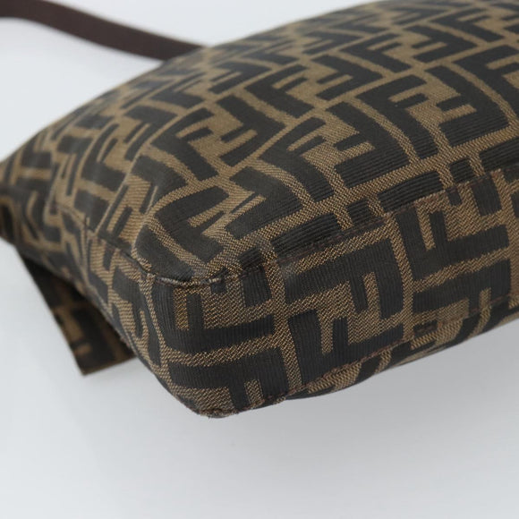 FENDI Zucca Canvas Mamma Baguette Shoulder Bag Black Brown Auth 184554A