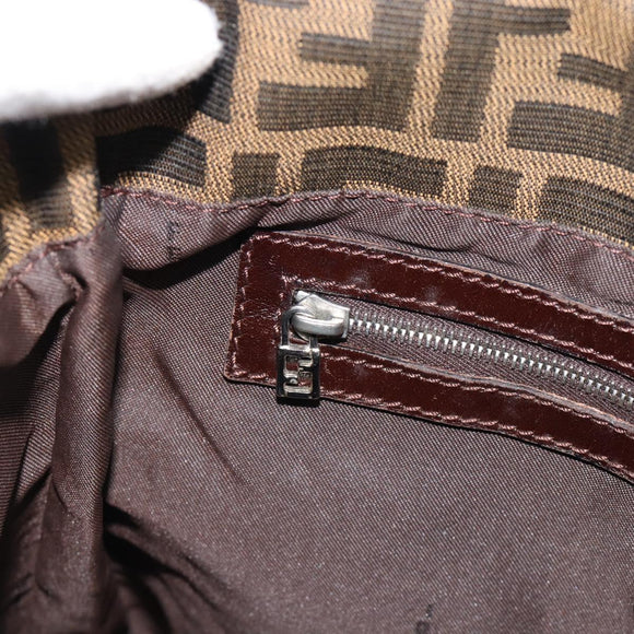 FENDI Zucca Canvas Mamma Baguette Shoulder Bag Black Brown Auth 184554A