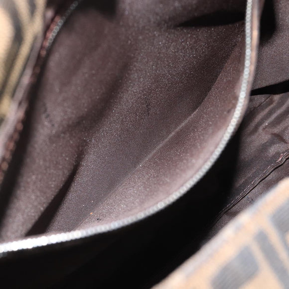 FENDI Zucca Canvas Mamma Baguette Shoulder Bag Black Brown Auth 184554A