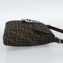 FENDI Zucca Canvas Mamma Baguette Shoulder Bag Black Brown Auth 184554A-4