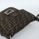 FENDI Zucca Canvas Mamma Baguette Shoulder Bag Black Brown Auth 184554A-6