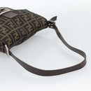 FENDI Zucca Canvas Mamma Baguette Shoulder Bag Black Brown Auth 184554A-7