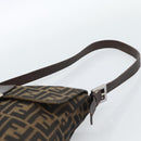 FENDI Zucca Canvas Mamma Baguette Shoulder Bag Black Brown Auth 184554A-8