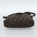 FENDI Zucca Canvas Mamma Baguette Shoulder Bag Black Brown Auth 184554A-5