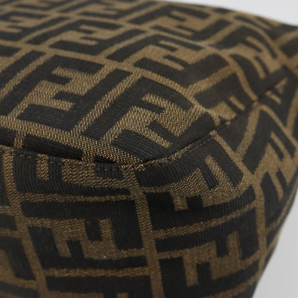 FENDI Zucca Canvas Mamma Baguette Shoulder Bag Black Brown Auth 184555SAM