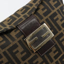 FENDI Zucca Canvas Mamma Baguette Shoulder Bag Black Brown Auth 184555SAM-15