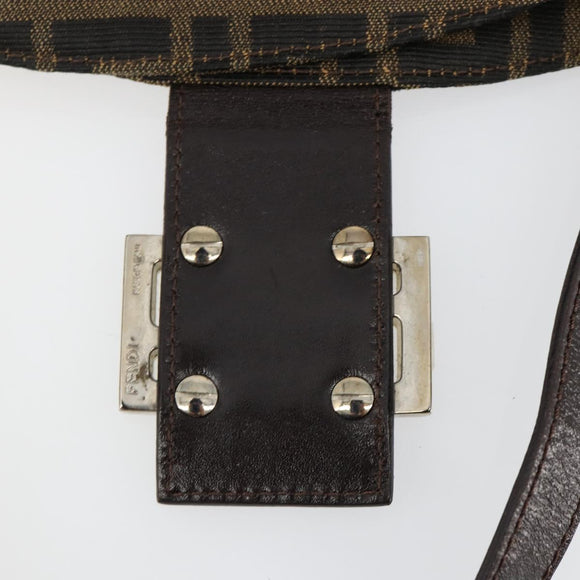 FENDI Zucca Canvas Mamma Baguette Shoulder Bag Black Brown Auth 184555SAM