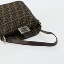 FENDI Zucca Canvas Mamma Baguette Shoulder Bag Black Brown Auth 184555SAM-7
