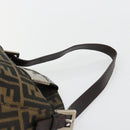 FENDI Zucca Canvas Mamma Baguette Shoulder Bag Black Brown Auth 184555SAM-8
