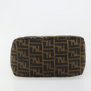 FENDI Zucca Canvas Mamma Baguette Shoulder Bag Black Brown Auth 184555SAM-9