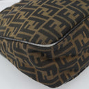 FENDI Zucca Canvas Mamma Baguette Schoudertas Zwart Bruin Auth 184556-11