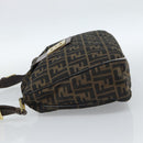 FENDI Zucca Canvas Mamma Baguette Schoudertas Zwart Bruin Auth 184556-4