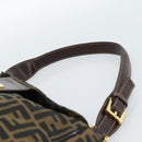 FENDI Zucca Canvas Mamma Baguette Schoudertas Zwart Bruin Auth 184556-8