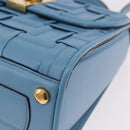 Salvatore Ferragamo Gancini Hand Bag Leather 2way Light Blue Gold Auth 184558-14