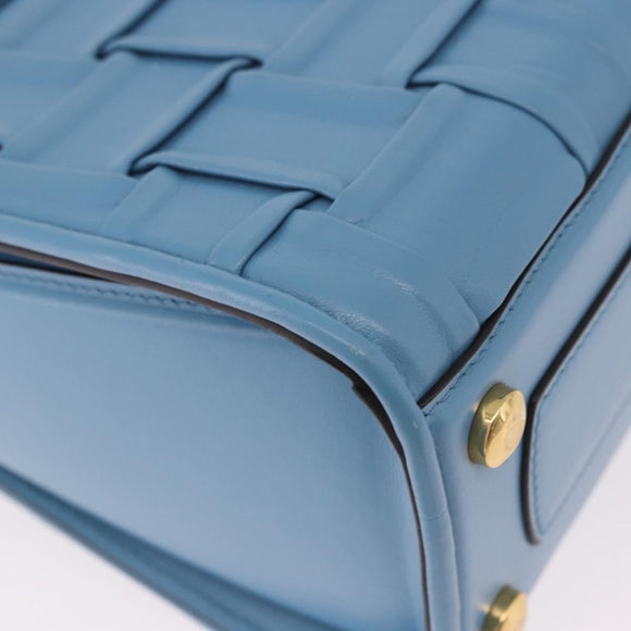 Salvatore Ferragamo Gancini Hand Bag Leather 2way Light Blue Gold Auth 184558
