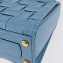 Salvatore Ferragamo Gancini Hand Bag Leather 2way Light Blue Gold Auth 184558-16
