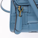 Salvatore Ferragamo Gancini Hand Bag Leather 2way Light Blue Gold Auth 184558-18