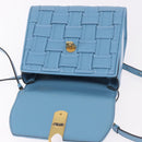 Salvatore Ferragamo Gancini Hand Bag Leather 2way Light Blue Gold Auth 184558-19